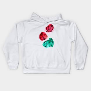 Red and Green Leaves Watercolor Kids Hoodie